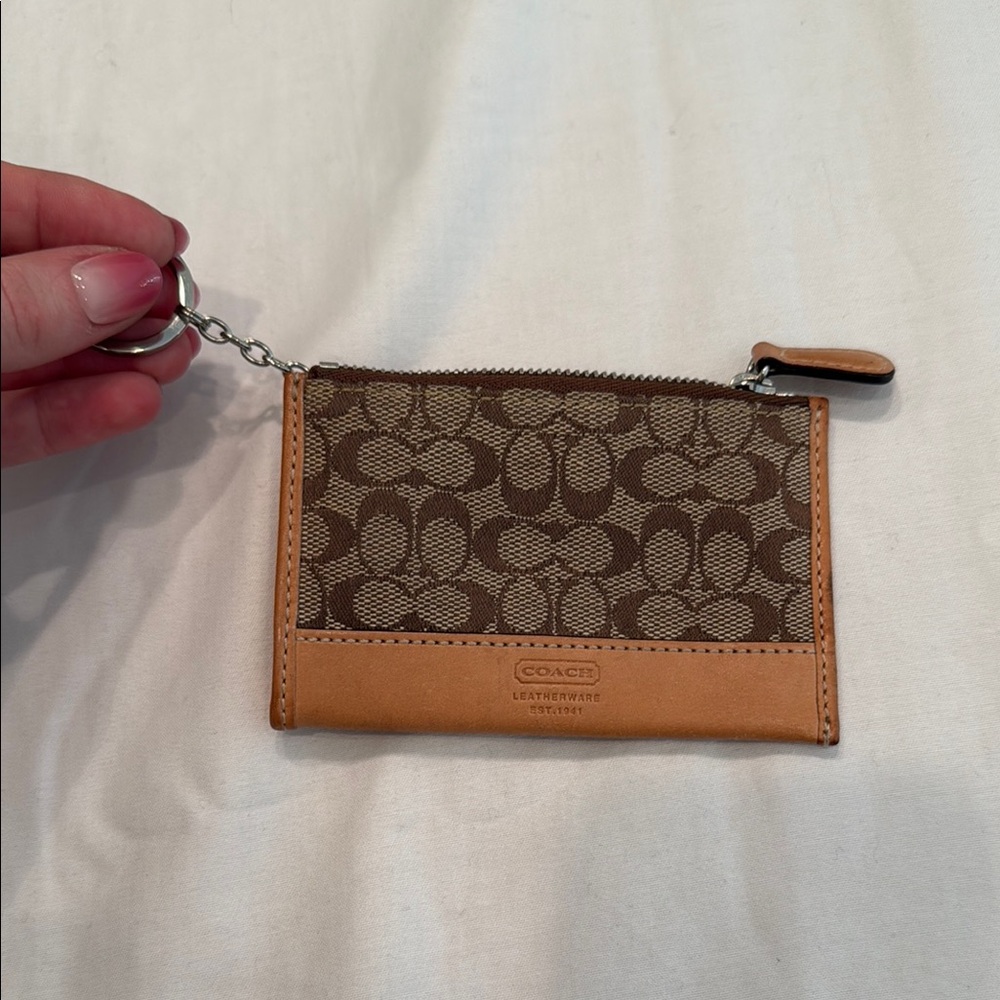 Coach Brown and Tan Key Pouch